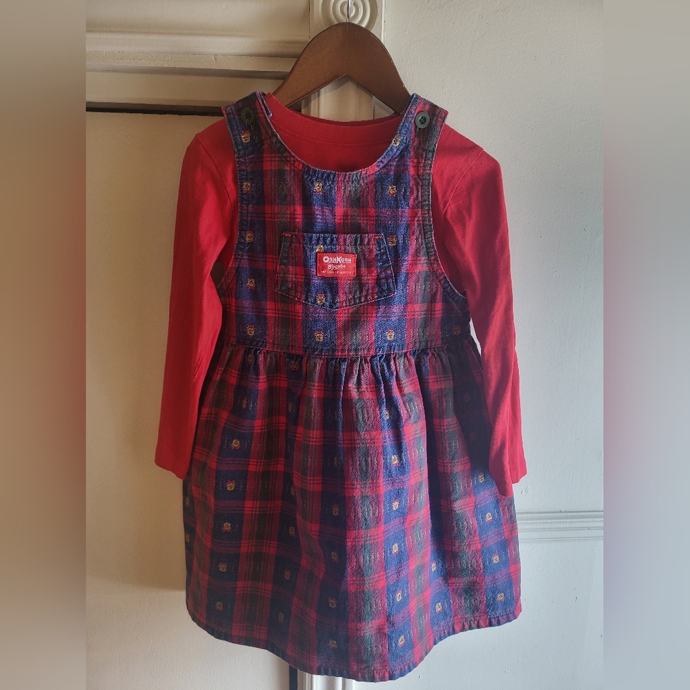 Vintage OshKosh B'gosh Plaid Dress With Bears + Shirt